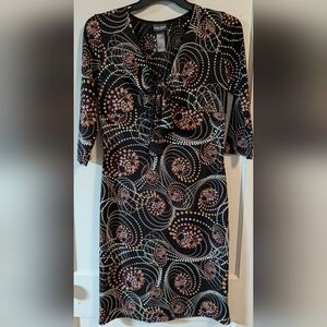 Bisou Bisou Black Floral Swirl Tie-Front Dress
